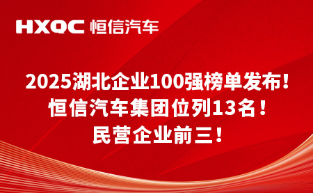2025湖北企業(yè)100強(qiáng)榜單發(fā)布！恒信汽車(chē)集團(tuán)位列13！民營(yíng)企業(yè)前三！